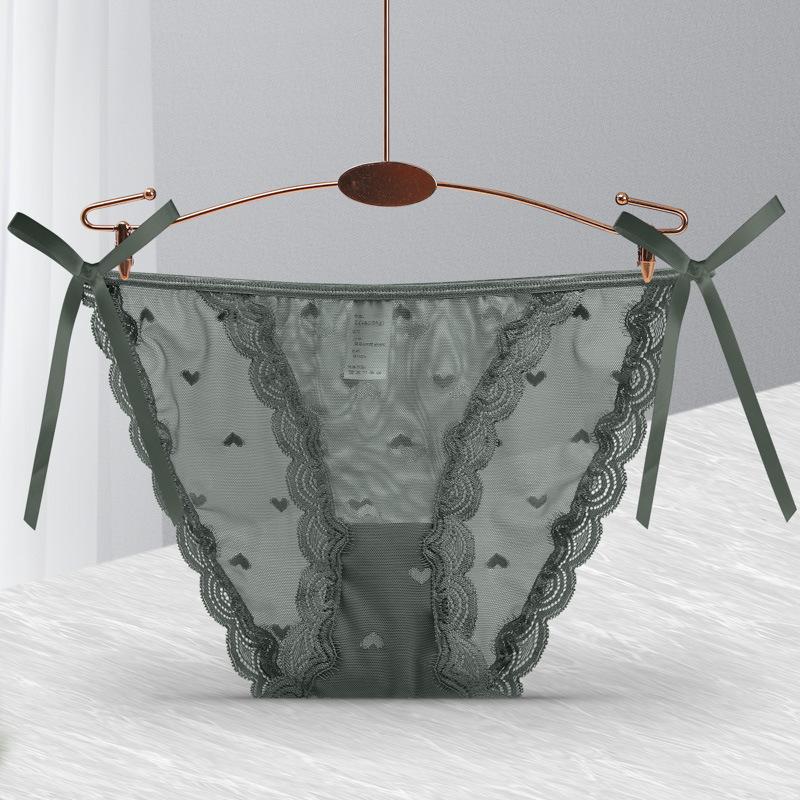 

Underpants Summer Sexy Hollow Perspective Mesh Lace Girl Underwear Fashion Temptation High Elastic Low Waist Ladies Briefs, Black