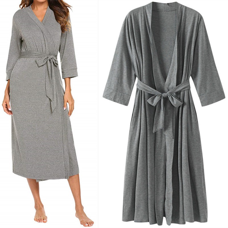 

2021gray kimono gown female kimono robe homewear nightwear mini sleepwear nightgown comfortable casual soft wedding robe, Black;red