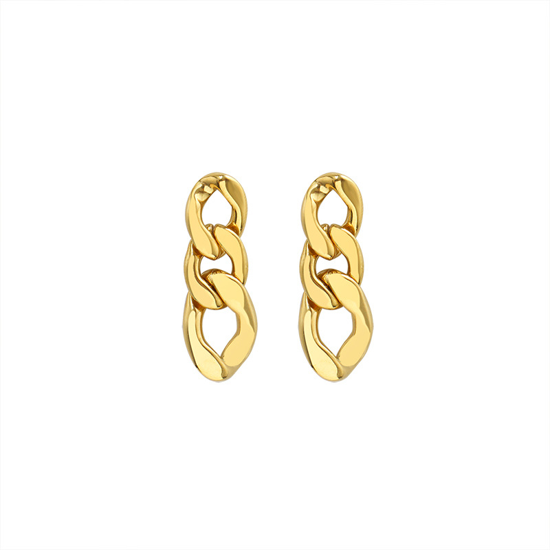 

Luxury Brand Link Chain Stud Earrings Korean Style Gold Color Stainless Steel Eardrop Fashion Jewelry For Women Christmas 2020