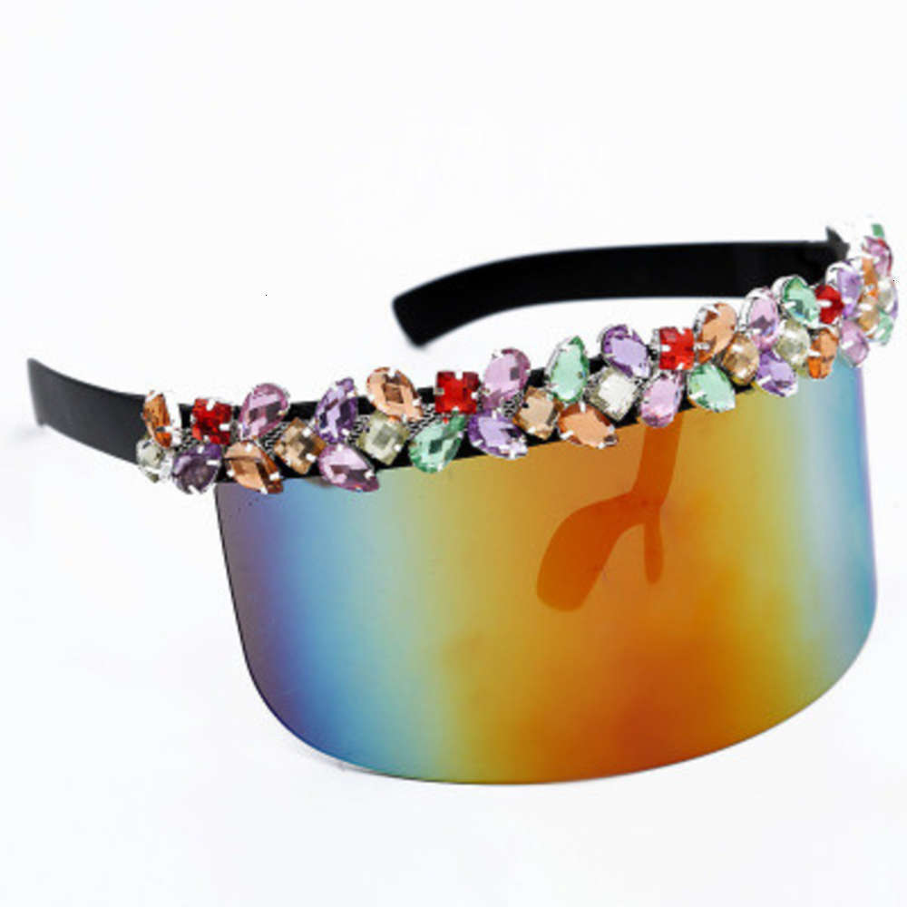 

new luxury candy color Rhinestone women sunglasses 2020 brand large frame goggles Shining Diamond one piece sun glasses female, Black