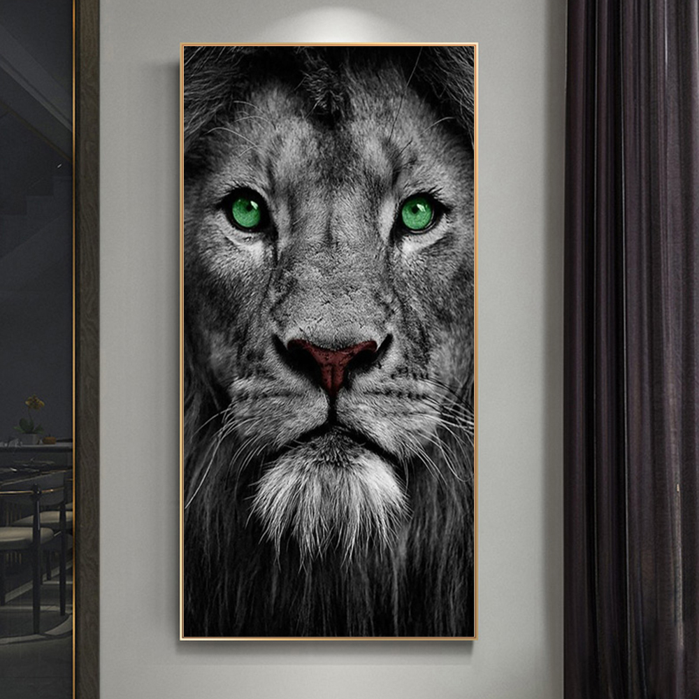 

Green Eyes Lion Posters and Prints Animal Art Canvas Painting Print Wall Art Picture for Living Room Home Decor Cuadros (No Frame)