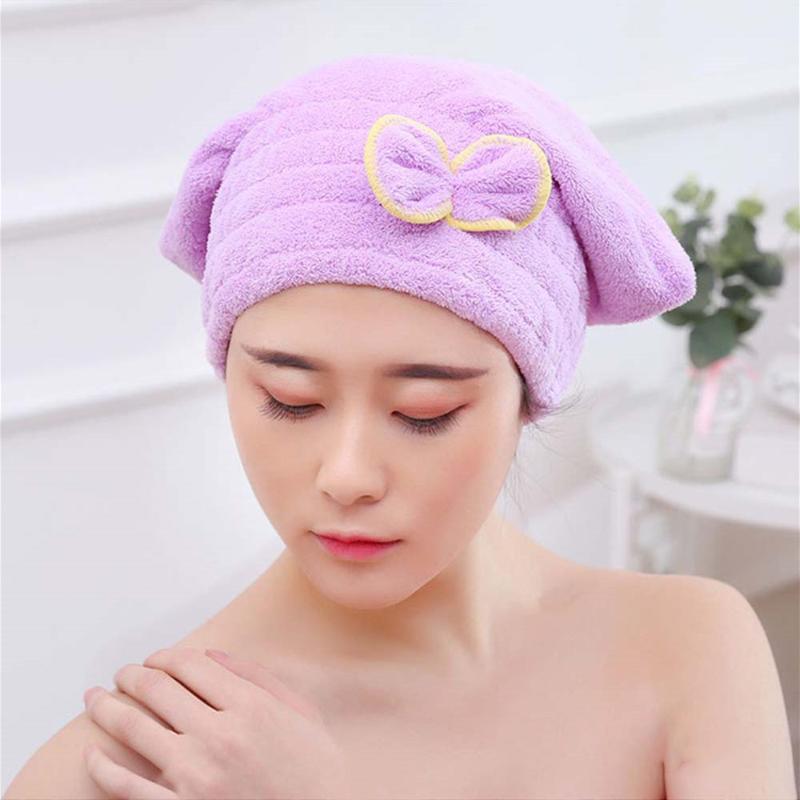 

Shower Caps Absorbent Drying Designer Girls Turban Accessories For Hair Bathroom Products Bonnets Microfiber Bowknot Women Spa