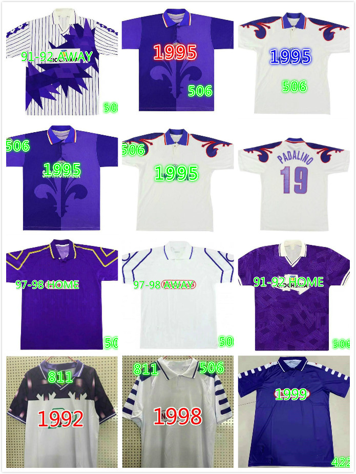 

1991 1992 1993 97 1998 Retro Fiorentina Soccer Jerseys 9 BATISTUTA 10 RUI COSTA Custom Vintage 1999 2000 Florence Home Football Shirt Camisa, Black;yellow