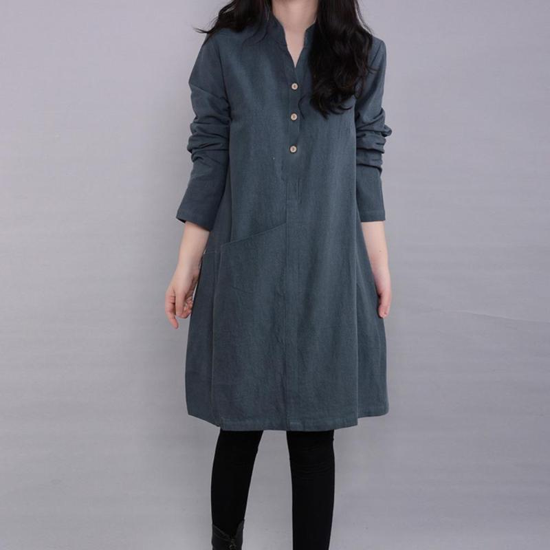 

Casual Dresses Office Lady Dress Temperament Loose-fitting Simple Midi, Black;gray