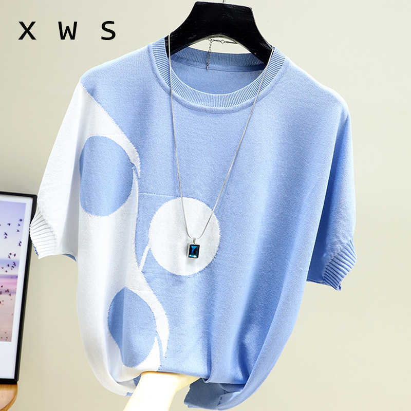 

oversize Women's Sweaters short Sleeve Spring summer Women Pullover Sweater High Elasticity Pull Femme Top Jersey Mujer 210604, Yellow