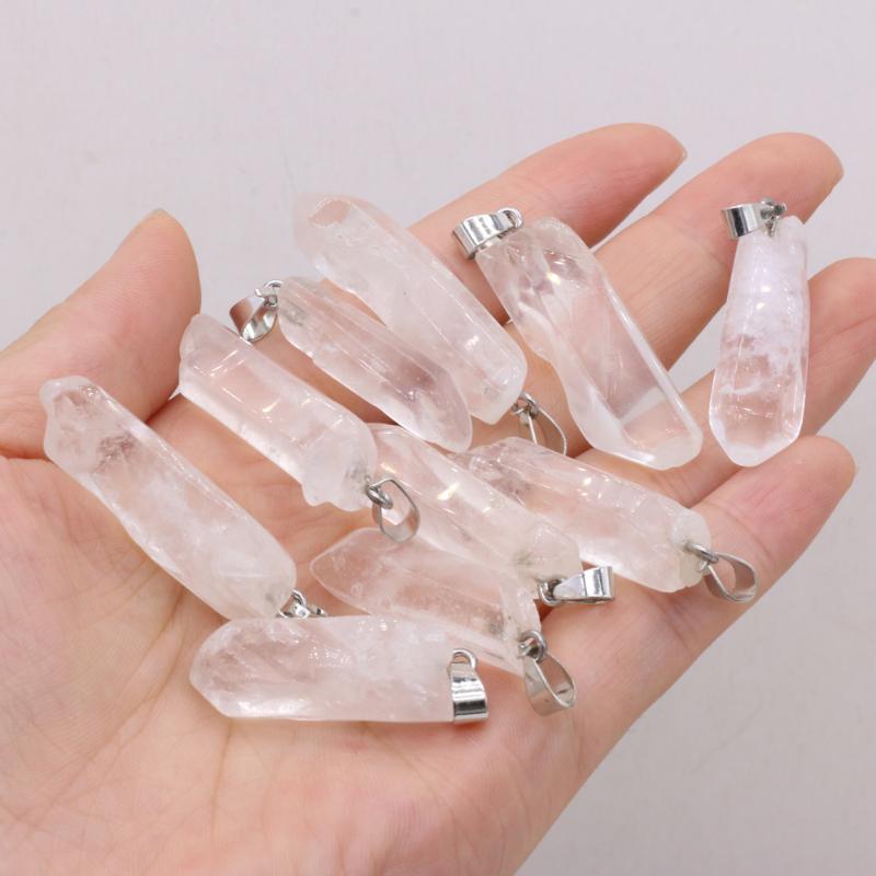 

Charms Pendants For Jewelry Making DIY Necklace Earring Accessories High Quality Natural Stone Clear Quartz Fashion Women Gifts, Bronze;silver
