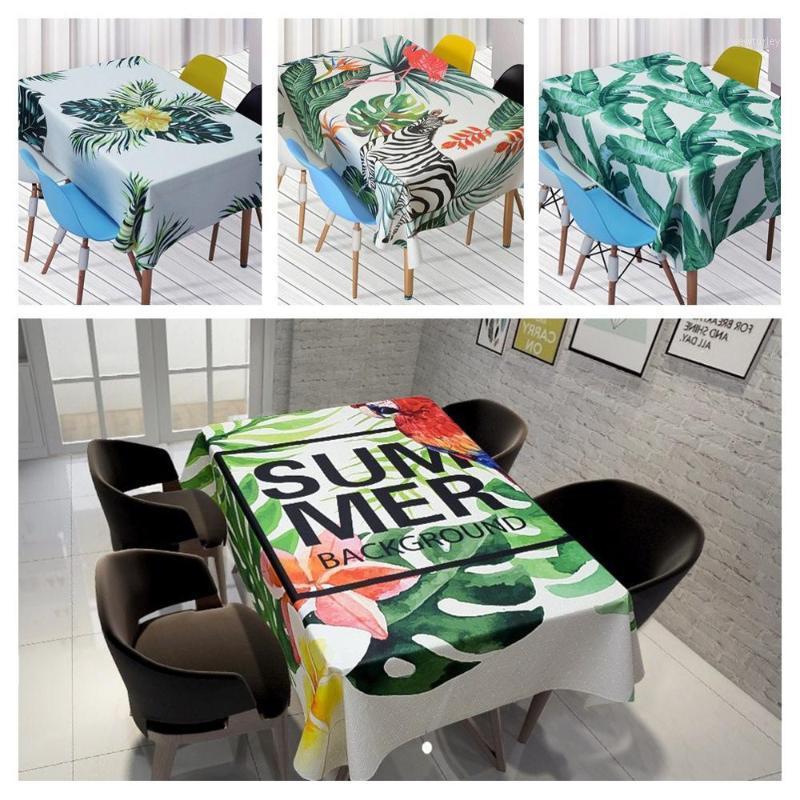 

Party Decoration Nordic Style Animal Flamingo Tablecloth Tropical Palm Tree Leaves Linen Table Cloth Manteles Para Mesa Rectangulares Waterp