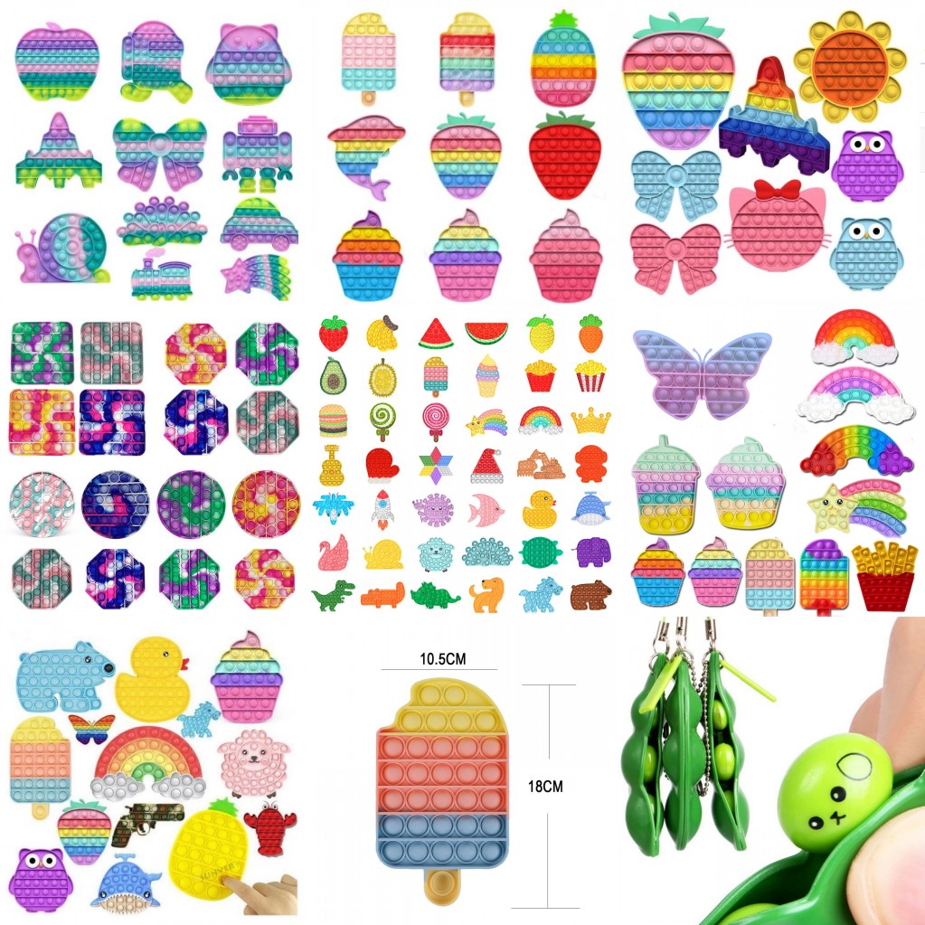 

Tiktok tie-dye Rainbow Push Bubble Sensory Fidget Toy Simple Dimple Keychains Grab Stress Relief Toys For Kids Birthday Christmas Gifts