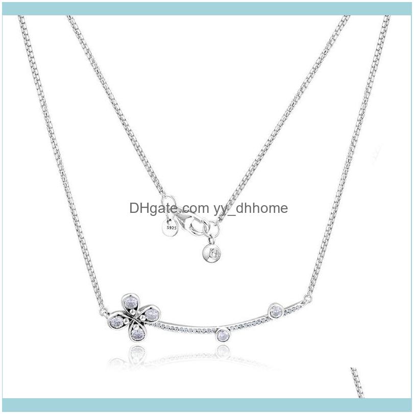 

Chains Necklaces & Pendants Jewelrychains 925 Sterling Sier Choker Four-Petal Flower Necklace Chain Pendant For Women Gift Trinket Jewelry C