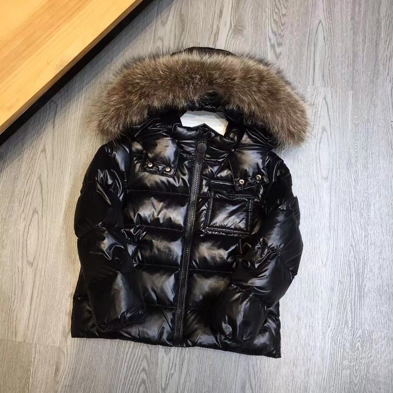 

Children's down jackets 2021 Russian winter raccoon fur collar baby children's warm jackets snow jackets boys and girls, Black