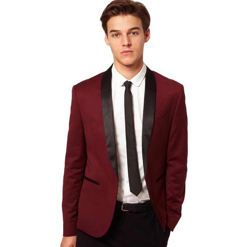 

Men's Suits & Blazers Red Suit Mens Wedding Tailor Made Black Lapel Men Blazer Groomsmen Formal Groom Wear Tuxedos Party Prom 2 Pieces, Multi
