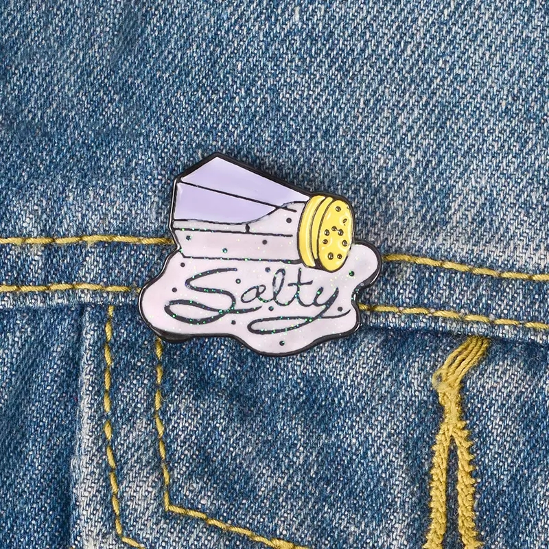 

Salt jar salty purple personality enamel creative brooch cartoon special tide new lapels denim badge pins