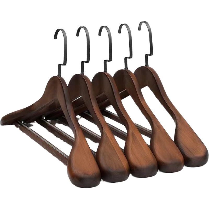 

Hangers & Racks 5Pcs/set Adult Extra-Wide Solid Wood And Metal Hook Wooden With Notches Non-slip For Clothes W4029