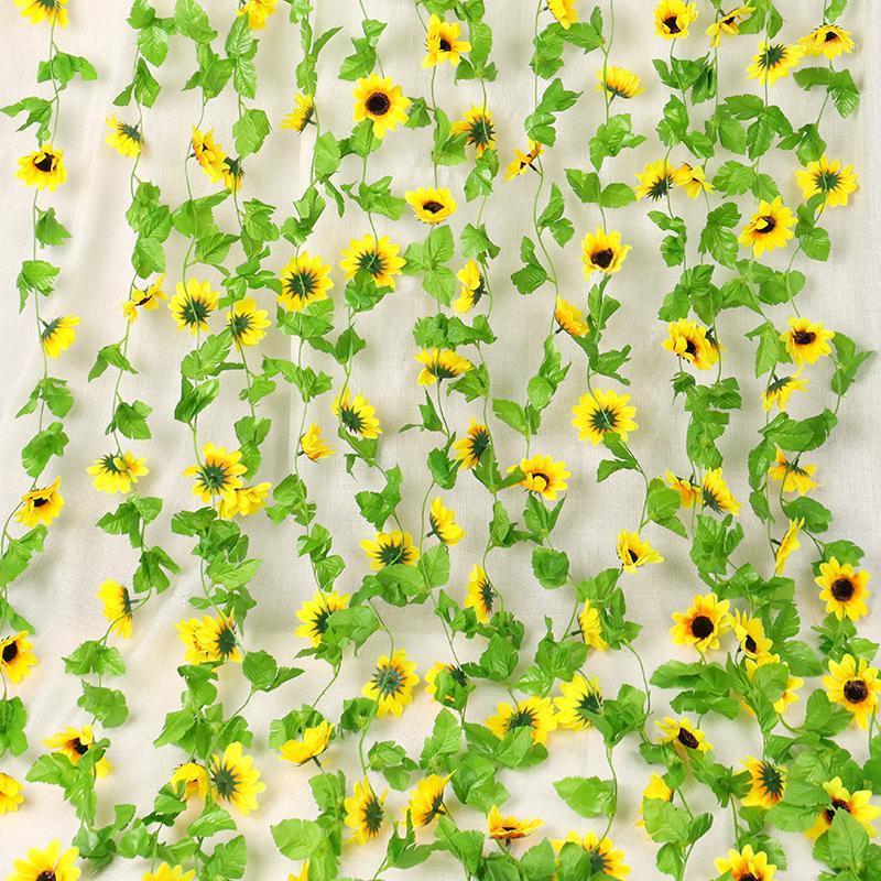 

Decorative Flowers & Wreaths Artificial Flower 2.5m Sunflower Silk Cloth Wall Mounted Garden Balcony Wedding Decoration Plant Chrysanthemum