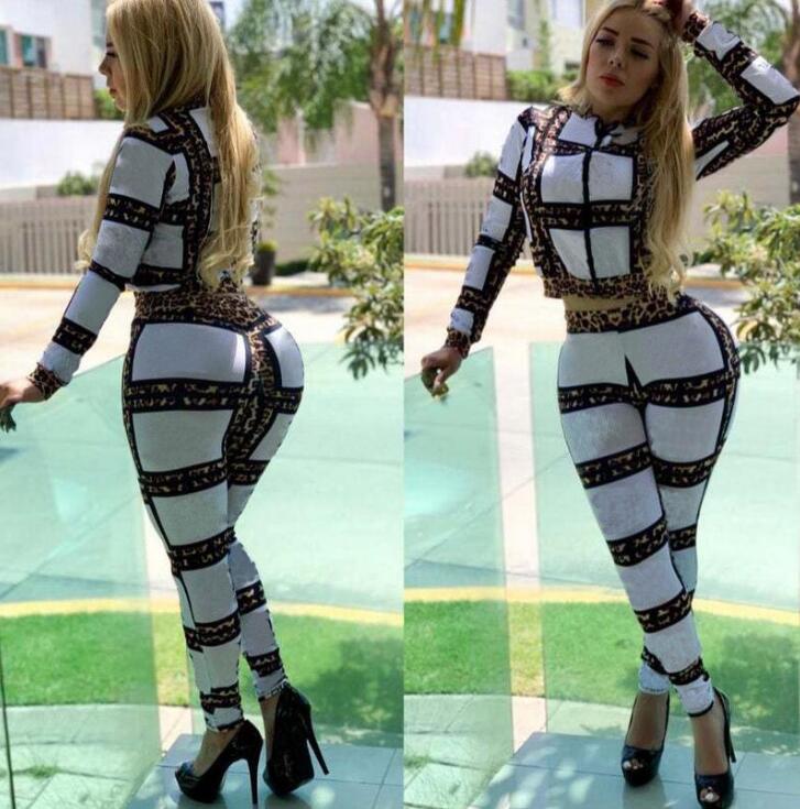 

Womens Designer Letters Pattern Clothing Top + Pants 2 Pieces Set Casual Leopard Print Long Sleeve Women Two Piece Outfits Ladies Tracksuits, Multi