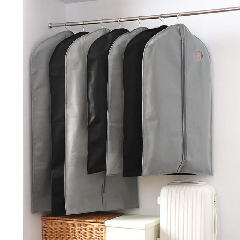 

Storage Boxes & Bins Clothes Dust Cover Portable Jacket Suit Bag Wardrobe Hanging Non-Woven, Black