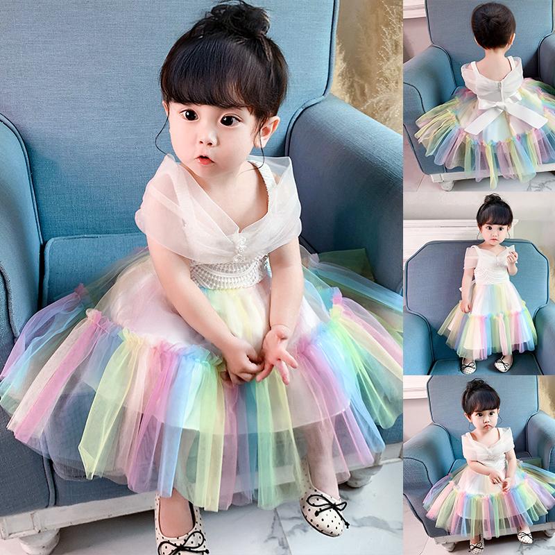 

Girl's Dresses PLBBFZ Flower Infant Dress Lace Bowknot Baby Girl 1st Year Birthday Christmas Party Princess For Born, Red;yellow