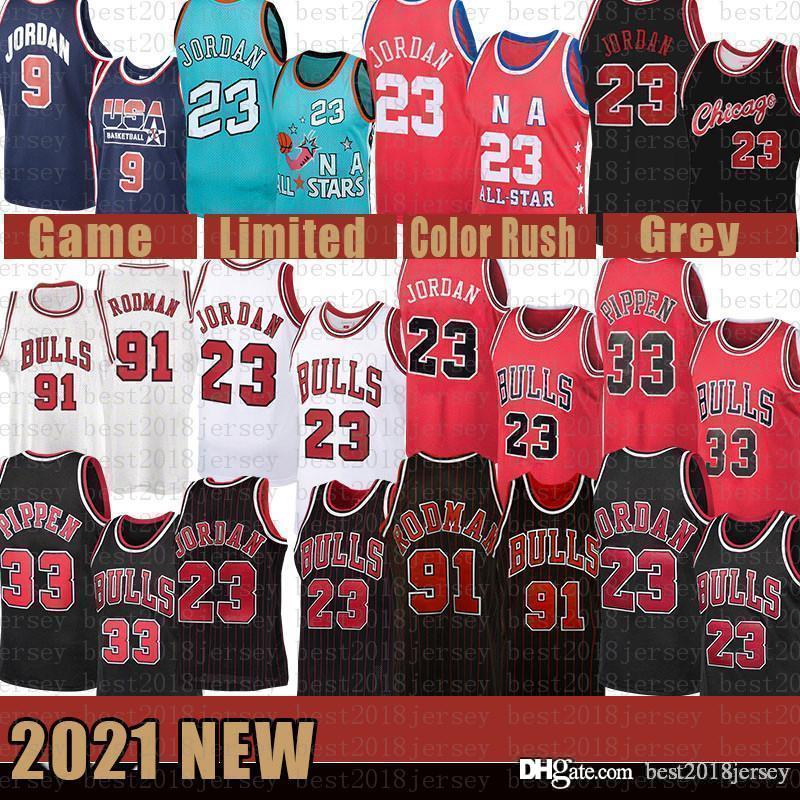 

2021 New Basketball Jersey ChicagoBull Mens 23 Scottie 33 Pippen Mesh Retro Dennis 91 Rodman Youth Kids Beige, Youth jersey