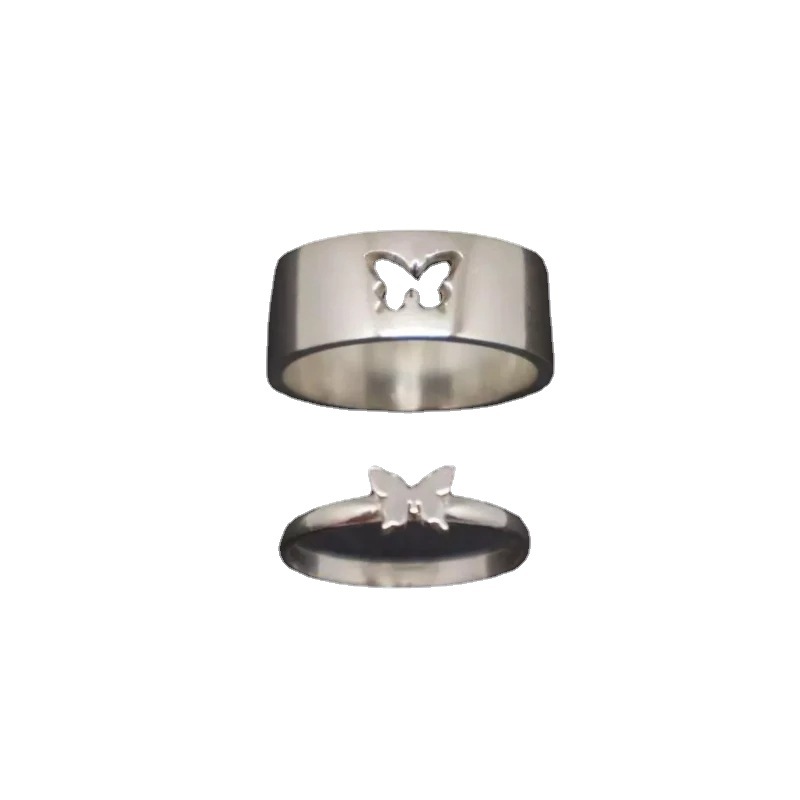 

Punk Fashion Butterfly Cluster Rings For Women Men Gold Silver Color Lover Couple Ring Set Opening Engagement Wedding Jewelry
