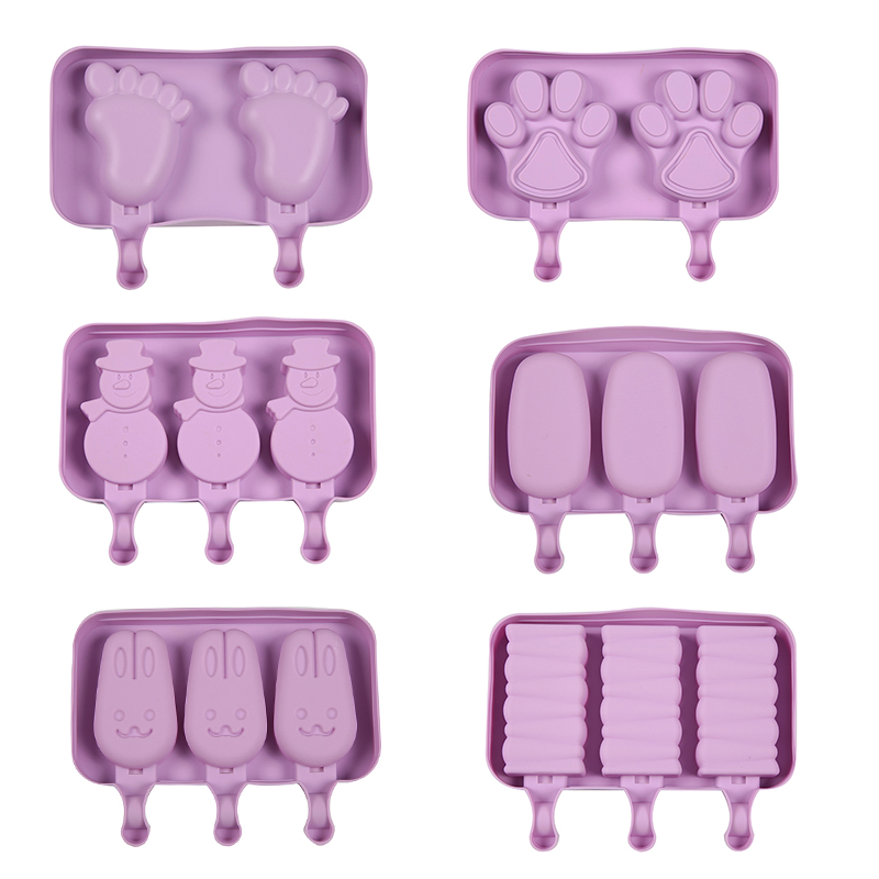 

Silicone Cute Cartoon Ice Cream Mold Popsicle Mold Reusable BPA-Free Ice Pop Mold With Lids and Sticks