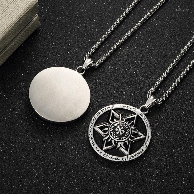 

Chains Round Necklace Pendant Mens Stainless Steel Hip Hop Punk Necklaces Big Sun Pendants Gifts For Male Accessories Six-star