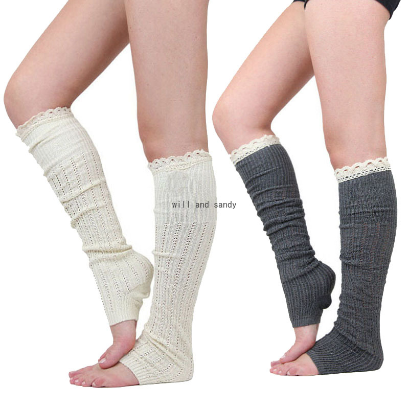 

Knit knee high Anklet Leg Warmers Boot Cuffs Toppers Leggings Women girls Autumn Winter loose Stockings Socks Fashion black will and sandy, As show