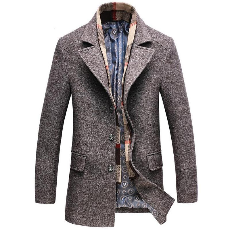 

Men's Wool & Blends Coat Men Winter Long Sections Thick Woolen Coats Casual Casaco Masculino Palto Peacoat Overcoat Erkek Mont Jackets, Black