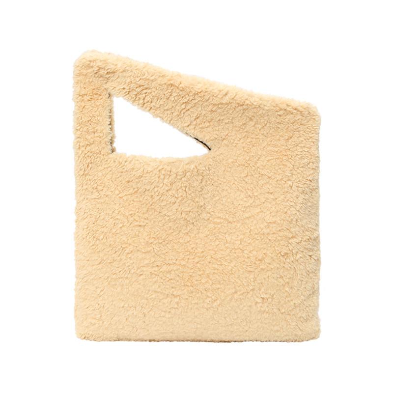 

Duffel Bags 2021 Winter Universal Styling Artifact Environmental Protection Fur Inner And Outer Double-sided Back Square Bag, Beige