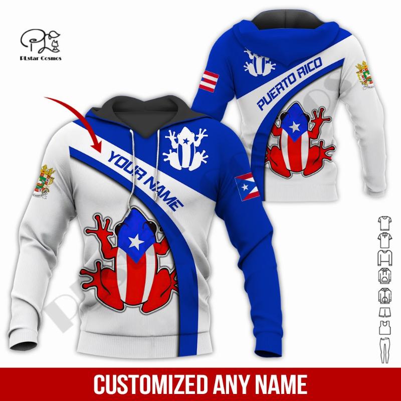 

Men's Hoodies & Sweatshirts PLstar Cosmos 3DPrinted Est Puerto Rico Flag Frog Art Custom Name Unique Unisex Streetwear Harajuku Hoodies/Swea, Zip hoodies