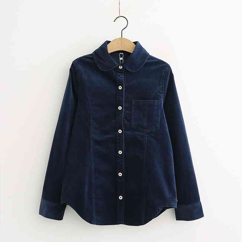 

Men's Casual Shirts Vintage corduroy sweater in cotton, green and fine shirt for women, long sleeve, thick soft, autumn O, 1# shoe box