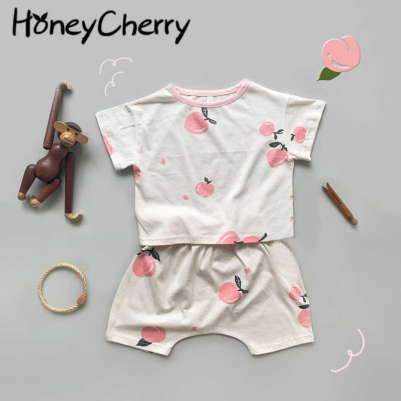 

Baby Set Summer Thin Comfortable Print Set Baby Short Sleeve Shorts 2 Piece 210701, Beige
