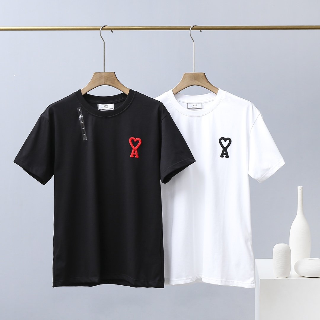 

21fw Newest Men's T-Shirts Simplicity ami From Paris with LOVE designers women tee top quality chest, White;black