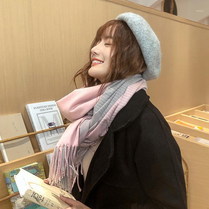 

Scarves Style Cashmere For Women, Europe, America And Korea In Autumn Winter 20, Blue;gray