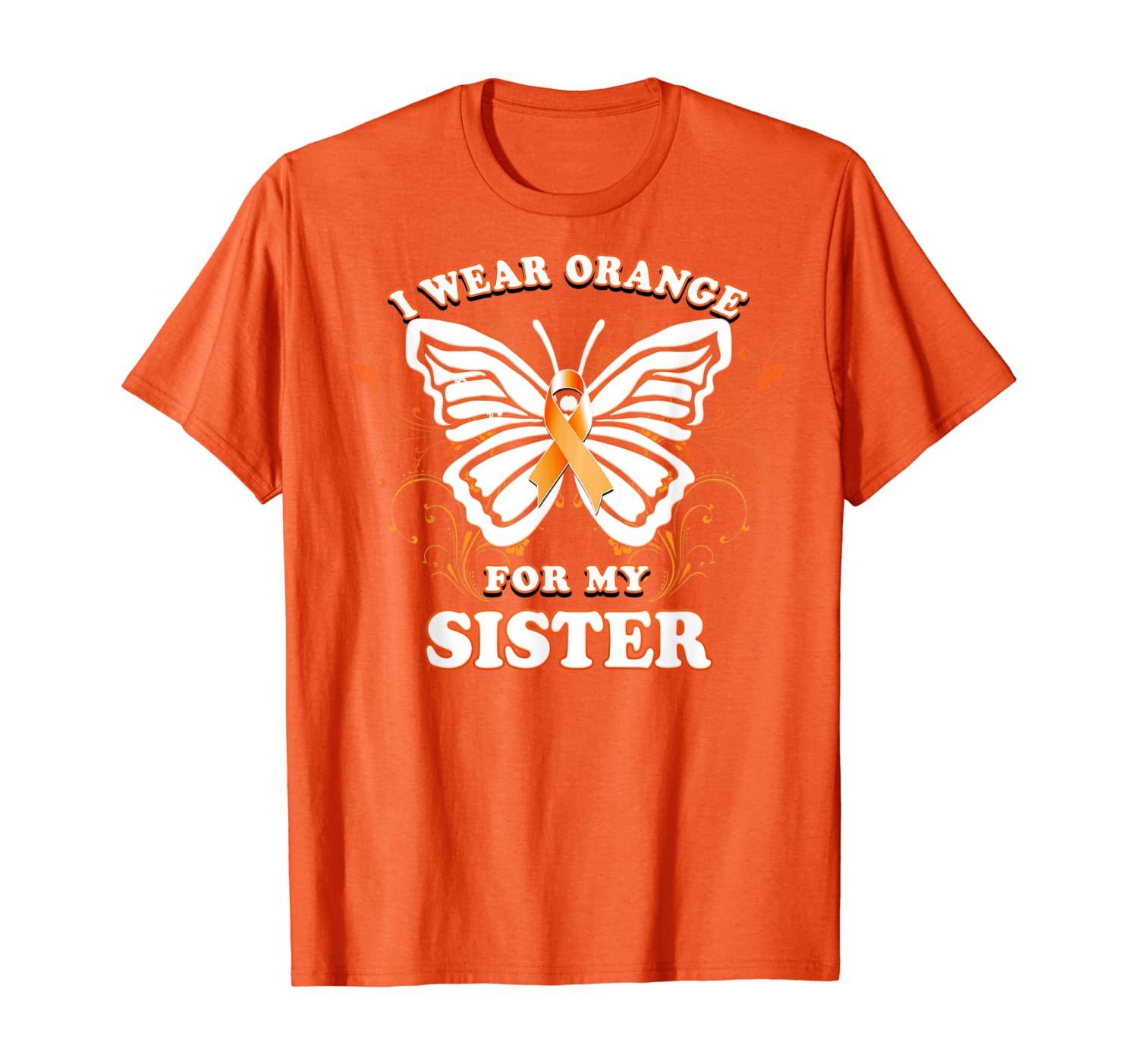 

I Wear Orange Sister Leukemia Cancer Awareness Shirt, White;black