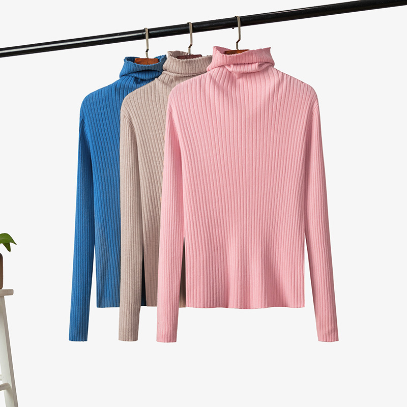 

Autumn Winter Turtleneck Knitted Sweater Women Office Lady Solid Pullovers Female Casual 210520, White