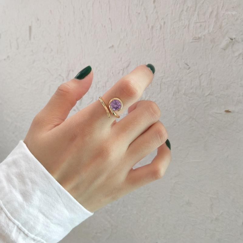 

Cluster Rings Amaiyllis Fashion S925 Sterling Silver Temperament Single Open Ring Purple Diamond For Mother Day Fine Jewelry