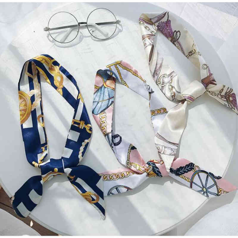 

2020 Square Silk Scarf Women Print Small Neck Scarfs Office Lady Hair Band Foulard Hand Kerchief Female Bandana Shawl