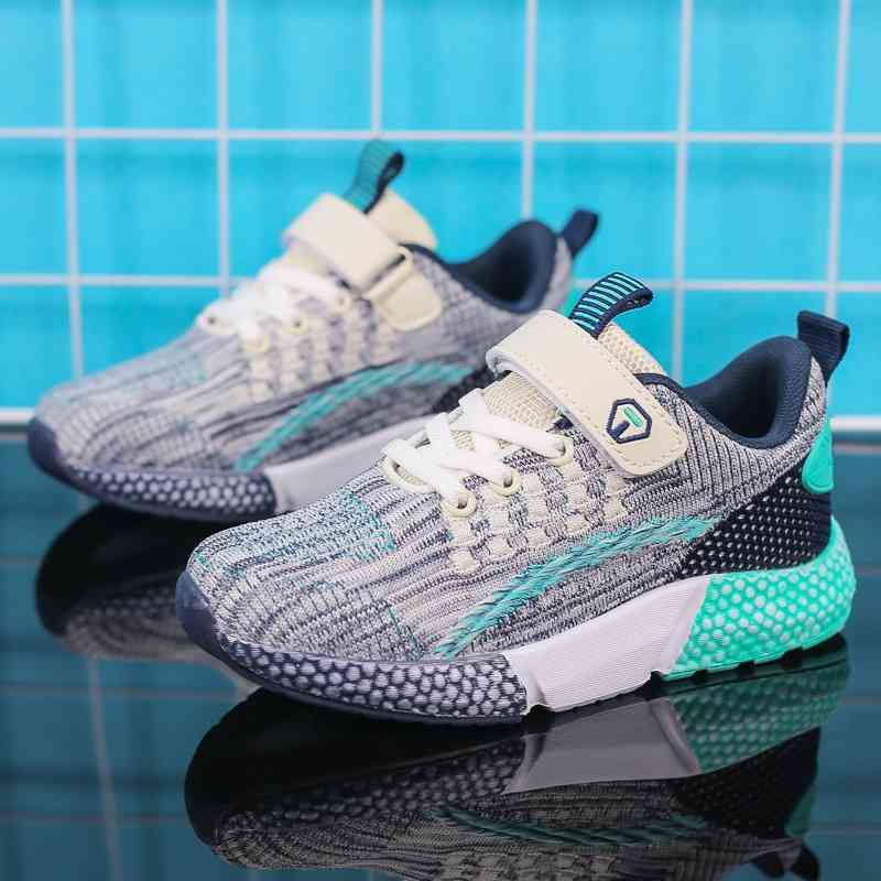

tigger 2021 spring new flying woven breathable mesh korean fashion girl student sports children's shoes, Black;red