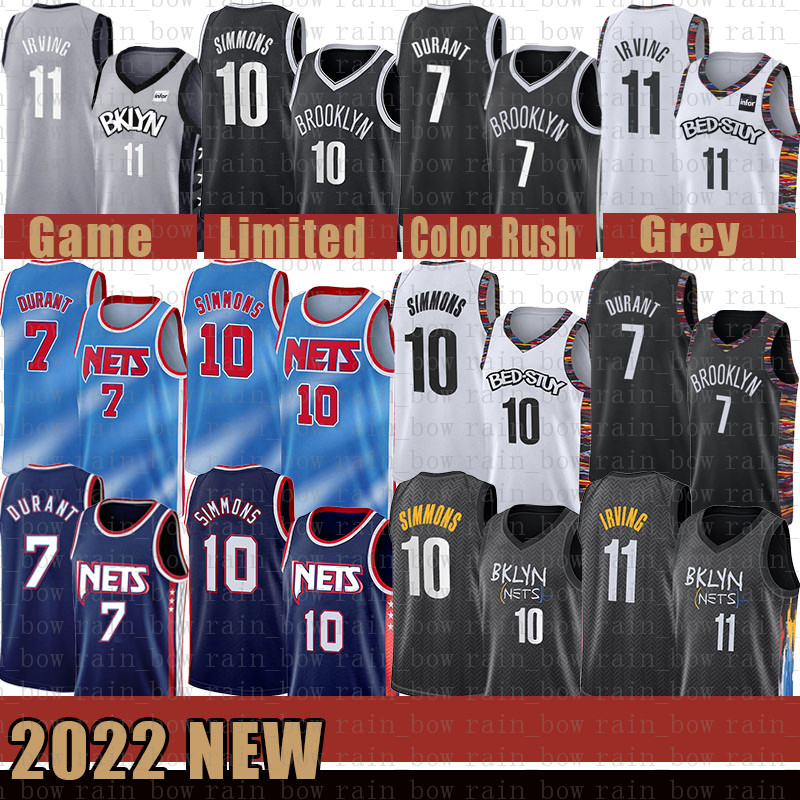 

Brooklyn''Nets''Men 2022 New Ben 10 Simmons Kevin Basketball Jerseys 7 Durant Kyrie 72 Biggie 11 Irving Cheap Silver, Black;red