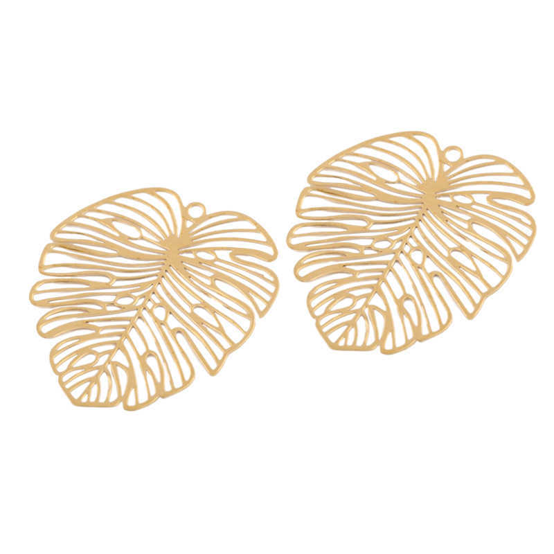 

10pcs Raw Brass Monstera Plants Leaf Charms Tropical Palm Tree Leaves Pendant Diy For Necklace Findings Earrings Jewelry Making A0603, Bronze;silver