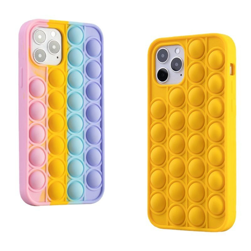 

2021 Arrival Colorful Pop Fidget Bubble Soft Silicone Cases For iPhone 7 8 Plus X XR 11 12 Pro Max Relive Stress