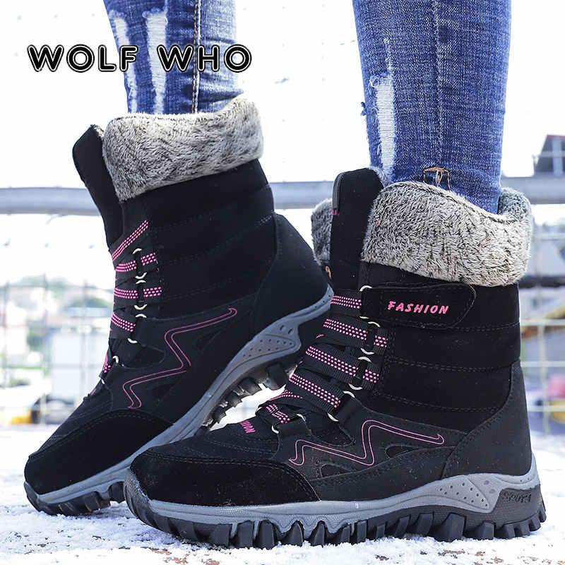 

Outdoor Winter Shoes Women High Top Platforms Boot Womens Waterproof Boots Warmest Fur Ankle Non-slip Booties H28, Black