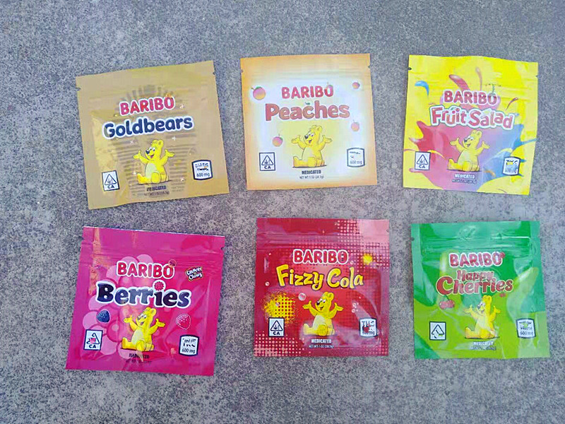 

empty mylar bag baribo edibles packaging zipper pouch 90*90mm three side sealed 6 designs