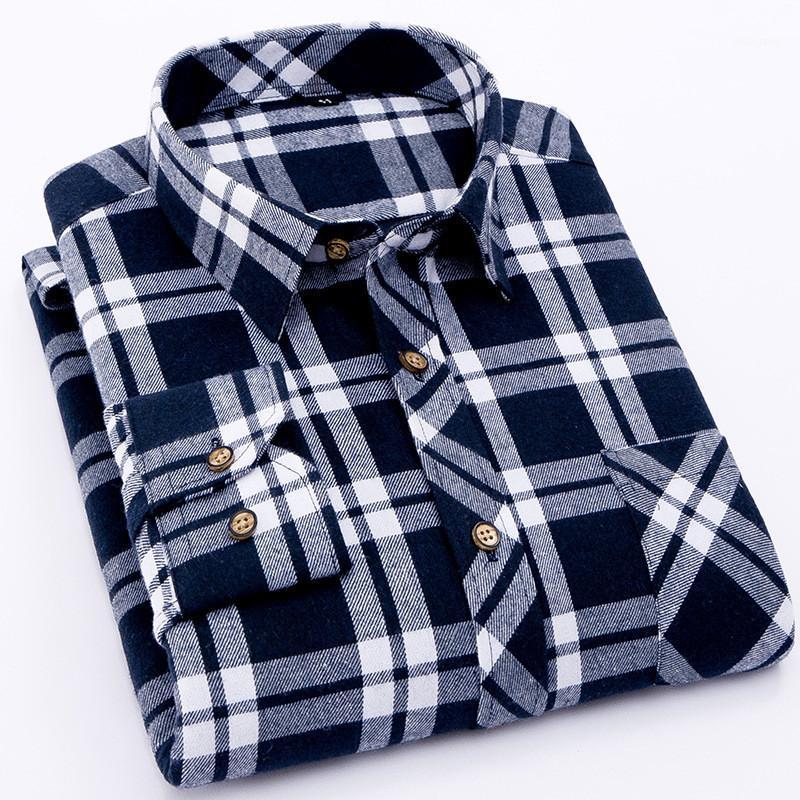 

Flannel Plaid Shirt Men 2021 Fashion Dress Casual Warm Soft Long Sleeve Shirts Camiseta Masculina Chemise Homme, M603