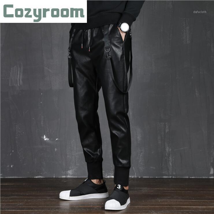 

Men's Leather Pants Autumn And Winter Thick Loose Harlan Pencil Men Slim Korean Motorcycle Tight Elastic Waist Trousers, Black