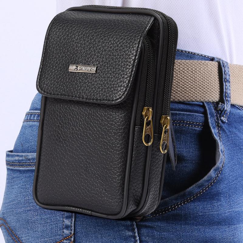 

Wallets Men PU Leather Phone Pouch Casual Waist Bum Belt Bag Pocket Fanny Purse Molle Tool Package, Red;black