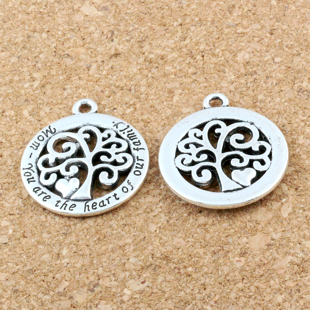 

100Pcs Mom You Are The Heart Our Family Tree Of Life charm Pendant For Jewelry Making, Earrings, Necklace And Bracelet