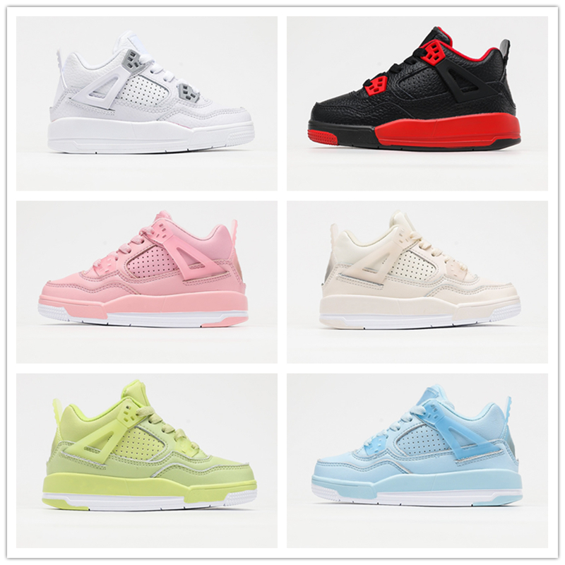 

4 4s Kids Baby Basketball Shoes Children Boy and Gril Sport Sneakers Pine Green Pink Game Royal Scotts Obsidian Chicago Bred White Outdoor Sports 25-35, #12
