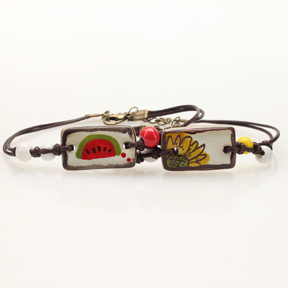

Hand catenary Jingdezhen ceramic jewelry bracelet knitting hand girl fresh sweet jxb012, Golden;silver