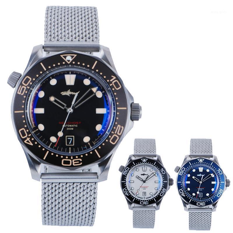 

Heimdallr Sea Ghost Men's Dive Watch Black Dial Titanium Case 200M Water Resistance Sapphire NH35A Automatic Movement Wristwatch Wristwatche, Nylon white